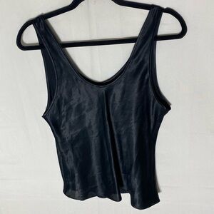 Vintage Linda Black Satiny Tank Top Camisole M